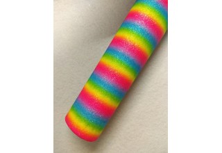 Кожзам с блестками "Радуга" 20*30 см, цена за лист